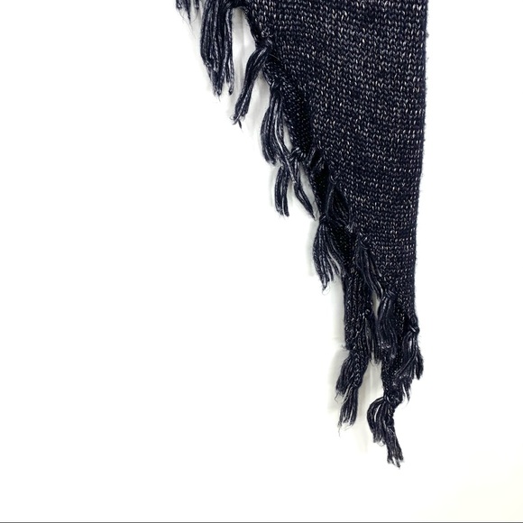 White House Black Market Navy Blue Metallic Fleck  Sweater With Removable Scarf - Picture 9 of 16